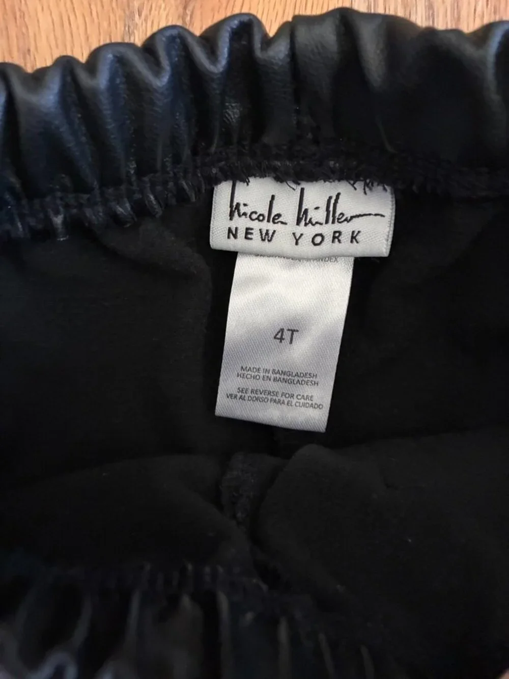 Nicole Miller New York Girls Black Faux Leather Pants Size 4T